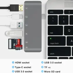 Тип C USB HUB RJ45 HDMI 4 K * 2K60HZ 4 K * 2K30HZ USB 3,0 хаб адаптер Поддержка SDHC MMC MCIRO SD TF для MacBook