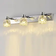 Современный Санузел кристалл настенный светильник СТРАЗА коробки хромированные настенные бра ванная комната зеркало передние Настенные светильники цена