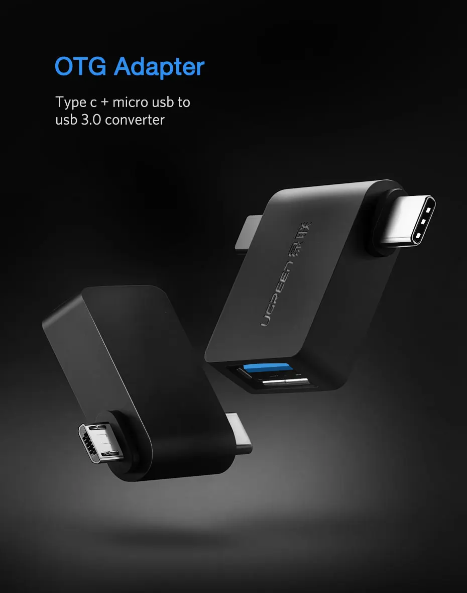 Ugreen OTG кабель адаптер 2 в 1 Micro usb type C к USB 3,0 адаптер OTG конвертер для samsung Galaxy S10 S9 адаптер для мобильного телефона