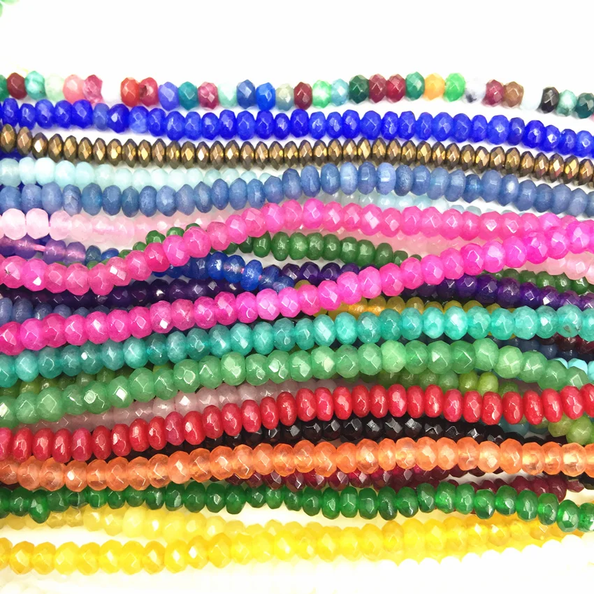 

14 style 2*4mm natural stone chalcedony crystal jades agat faceted rondelle abacus loose beads jewelry finding 15inch B559