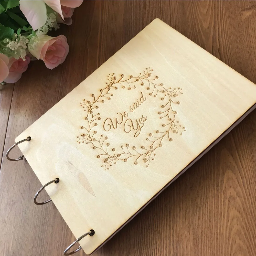 Personalised Modern Wedding Guest Book Wooden Personalised Modern Wedding Guest Book Wooden A5 Size Garden Flower Unique Party In Signature Books