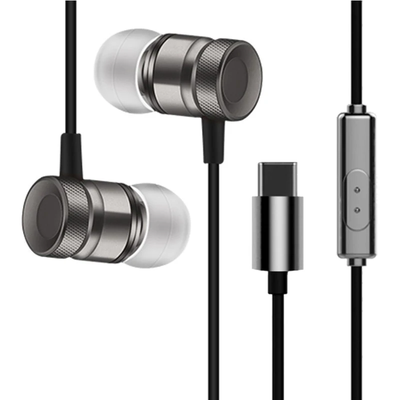 EGRINCY usb type-C In-Ear проводные наушники с контролем громкости гарнитура для Letv LeEco 2 Xiaomi Mi 6/8 huawei P20 mate 10 USB C Тип C наушники - Цвет: Серый