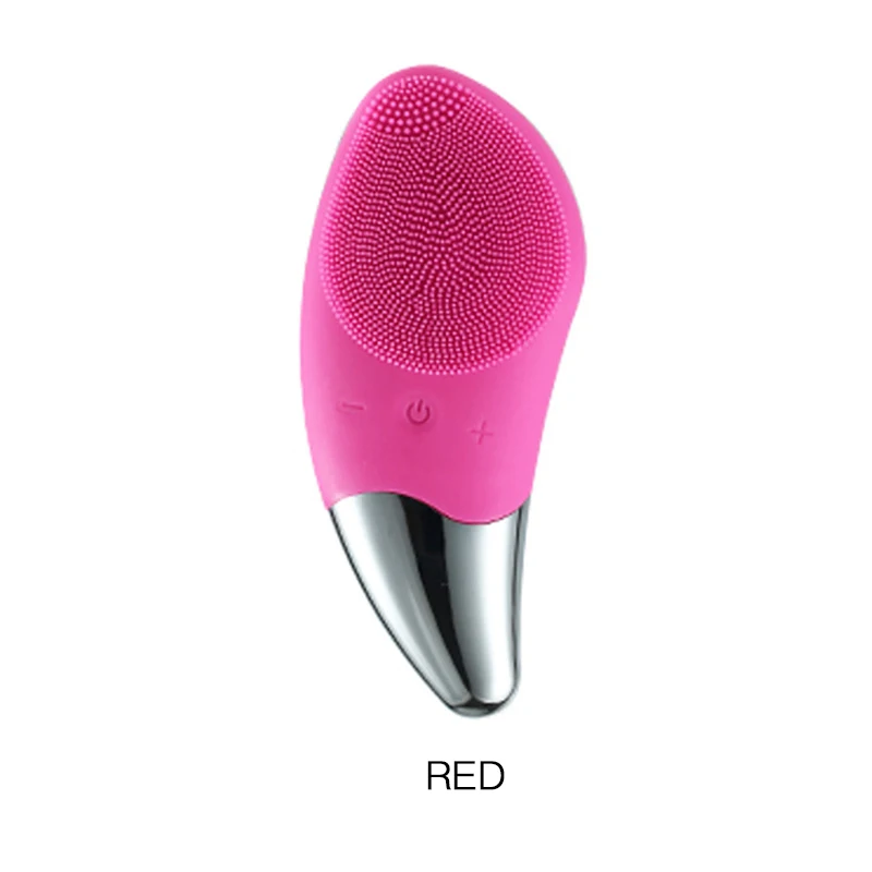 Очищающая щетка для лица Силиконовый Электрический Очиститель для лица Перезаряжаемые кожи глаз с массажным эффектом средство от черных точек акне моющее средство - Цвет: rose red