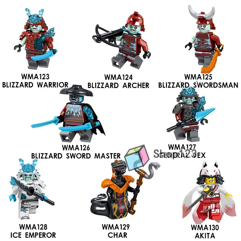 

Single Ninja Building Blocks Snake Archer Sword Master Warrior Char Akita General Vex Ice Emperor Children Toys Figures Gifts
