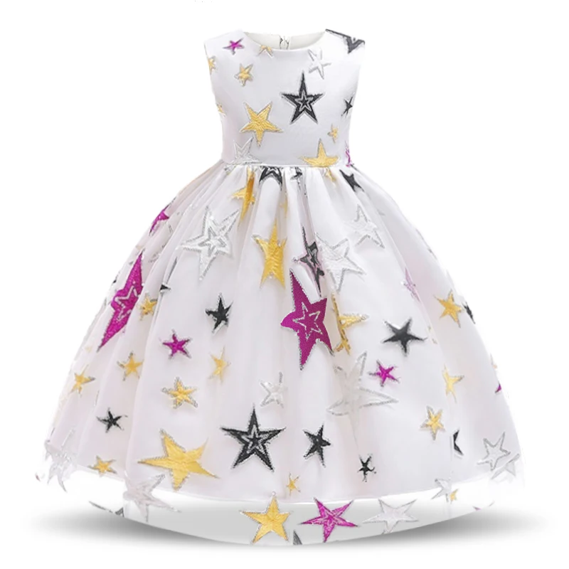 Детские платья для девочек, вечернее платье со звездами, платье для дня рождения для девочек, Детский новогодний костюм повседневная одежда для детей возрастом от 4 до 10 лет - Цвет: As photo