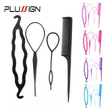 

Convenience 4 Pcs/Set Hair Twister Styling Tools For Women Girls Kids Colorful Hair Bun Maker Stick Comb Braids Accessories