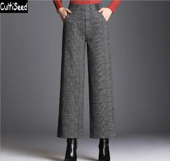 

Cultiseed Female Office Work Loose Wide Leg Pants Trousers Clothes Ladies High Waist Plaid Party Long Pants Plus Size Pants 4XL