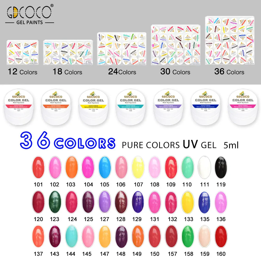 GDCOCO Набор гель-лаков для росписи ногтей 5 мл УФ-светодиодные цветные гель-лаки Маникюрный салон Гель-лаки для дизайна ногтей