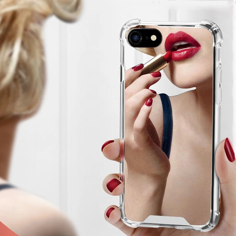 

Phone Case For iPhone 8 7 6 Plus 6s Anti Shock Hard Acrylic + TPU Silicone Mirror Case For iPhone 6 6s 7 8 7Plus X XS Max XR