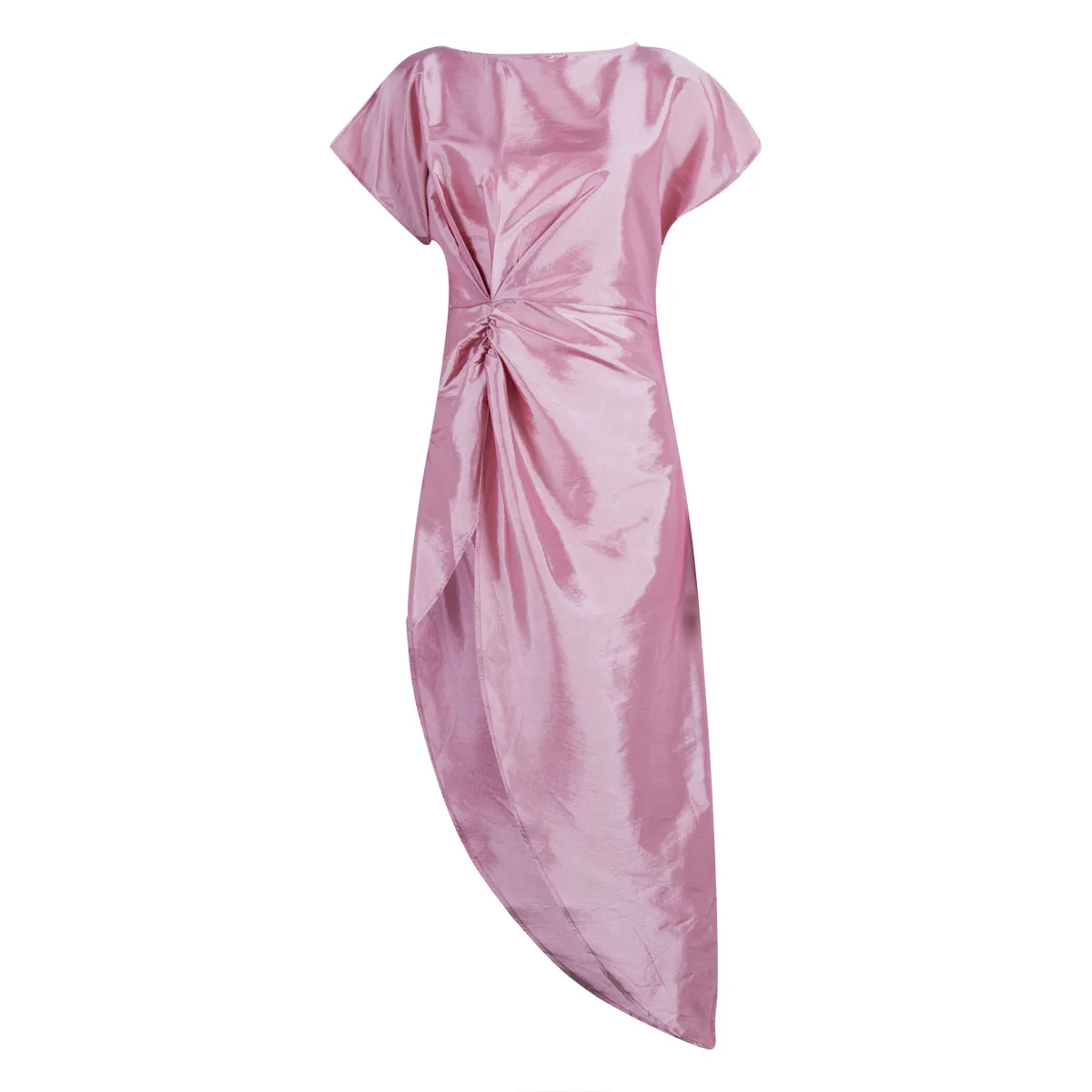 Женская Однотонная рубашка платье с коротким рукавом Разделение вечерние
