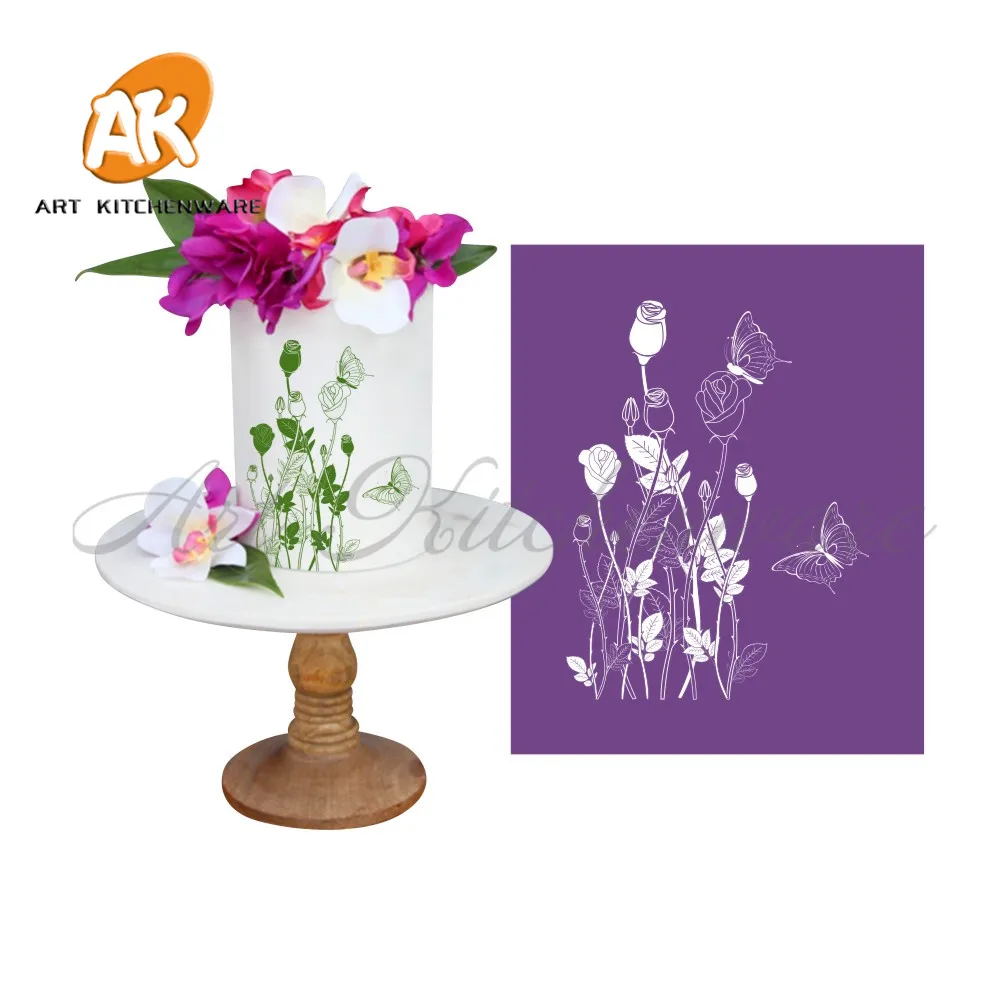 

Butterfly Rose Cake Mesh Stencil Cake Decorating Tools Fabric Cake Stencil Fondant Mold Lace Mat Baking Pastry Tools Bakeware