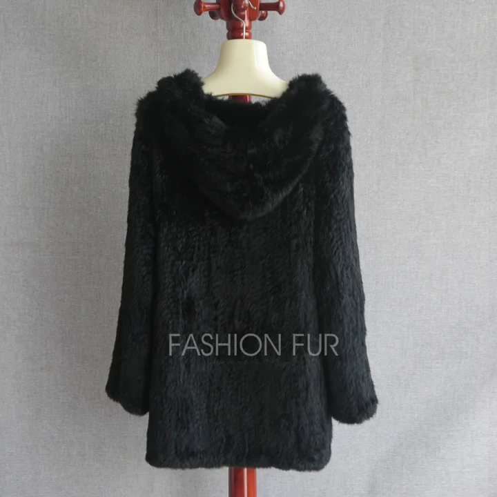 Новая модная женская куртка с капюшоном и натуральным кроличьим мехом, большие размеры, S-7XL YH2