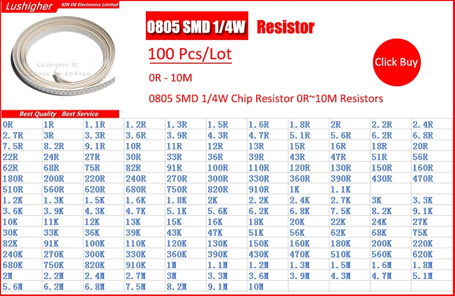 100 шт. 0805 SMD резистор 5% 1000ohm 102 1001 1K ohm 1 кОм