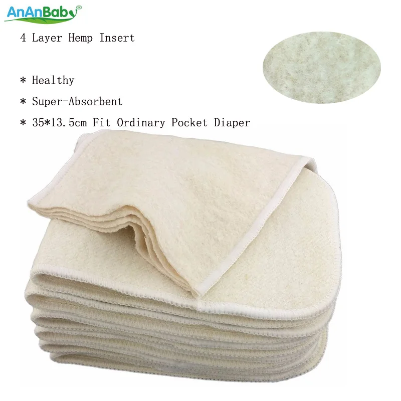 

8 PCS Hemp Diaper Insert Healthy Breathable Changing Mats Reusable Eco-friendly Size 35*13.5cm Fit Ordinary Covers Nappy Pads