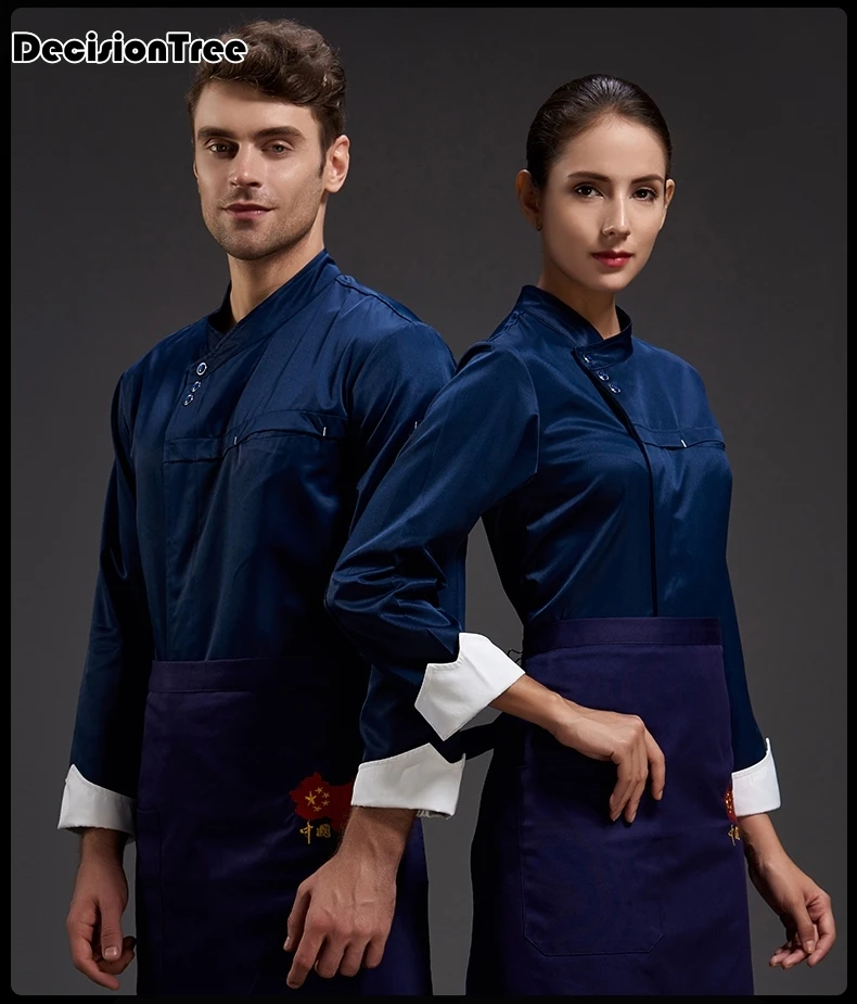 

2019 summer women men full sleeved double breasted breathable kitchen work wear chef jackets catering restaurant bakery waiter