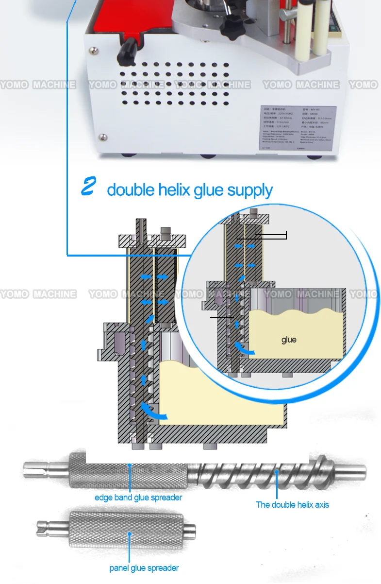 MY-60 портативный Кромкооблицовочный станок doub двусторонний клей деревообрабатывающий ПВХ кромкооблицовочный станок 110 В/220 В