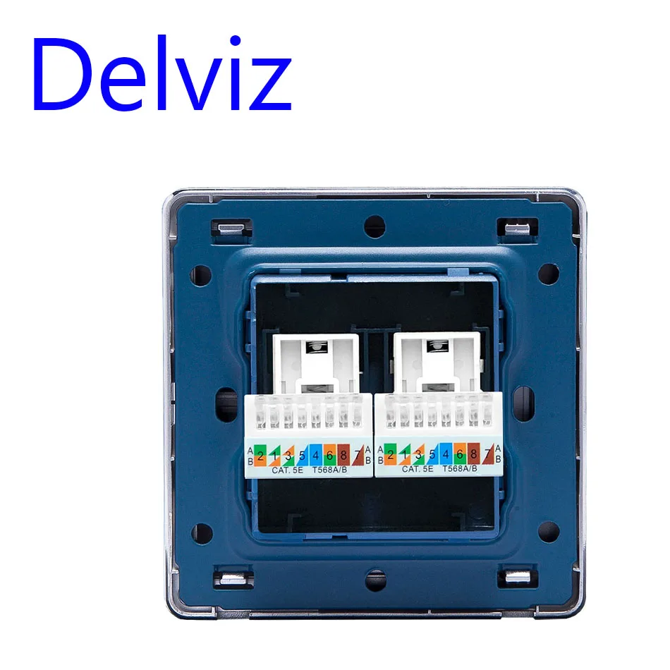 RJ45 socket wall Computer Panel, CAT5E Network Module,Dual rj45 socket,Crystal Glass Panel Cable 2 port network Interface Outlet