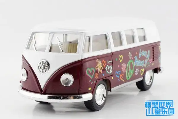 KINSMART литая металлическая модель/1:32 весы/1962 Volkswagen классический специальный автобус/игрушечный автомобиль для детского подарка/образовательная коллекция - Цвет: Бургундия