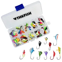 54pcs Winter Ice Fishing Jigs Lure 1g-2.5g Mini Metal Bait Hard Lure Bass Fishing Tackle Walleye Lures Ice Jigging Fishing Lure