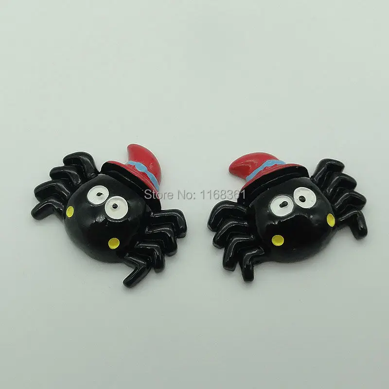 1pcs/lot resin flat back Halloween red hat spider 31mm Cabochons Scrapbooking Hair Bow Center DIY Christmas decration C105-10