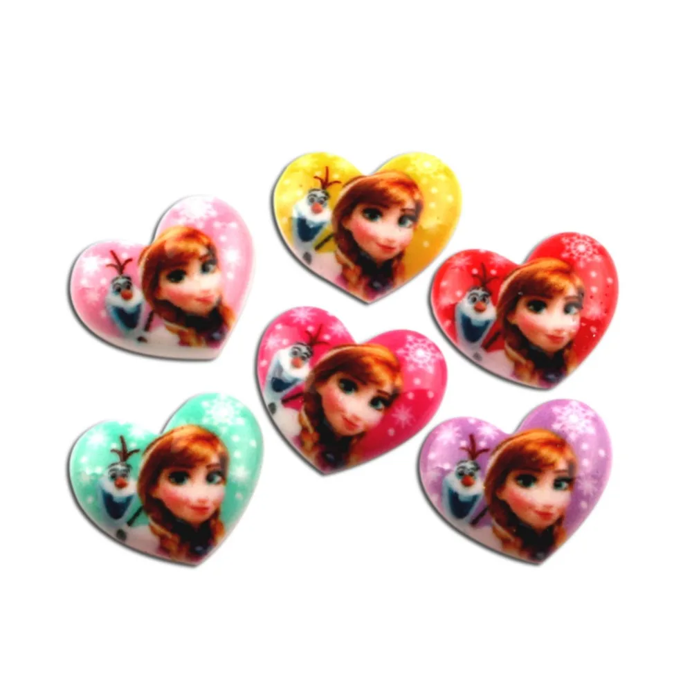 

50Pcs Mixed Resin Heart Frozen Decoration Crafts Beads Flatback Cabochon Scrapbooking For Embellishments Kawaii Diy Accessories