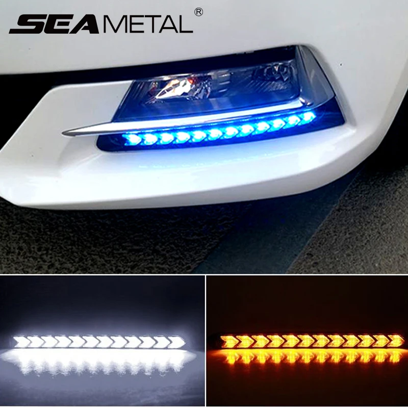 

12V Car LED DRL Daytime Running Lights Auto Day Light Turning Signal Lamps Universal Waterproof Turn Lamp Super Bright Assembly