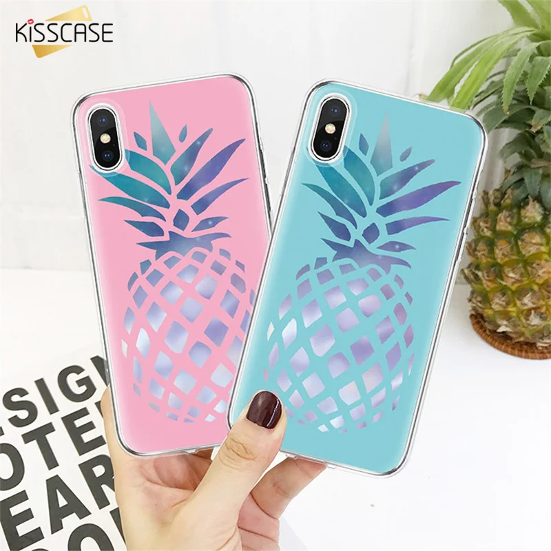 KISSCASE Soft TPU Case For iPhone X 6 6s 7 8 Plus Ultra Thin Silicone Pineapple Print Cases Coque 10 XR XS MAX 5 SE |