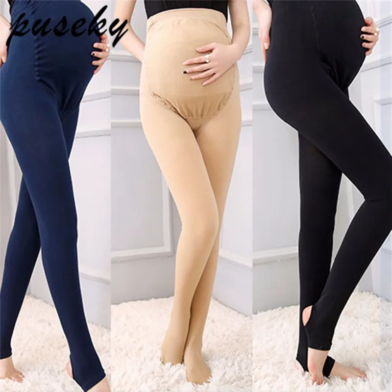 

New Maternity Leggings Pants Pregnant Pantyhose 320D High Waist Adjustable Belt Women Pregnancy Stirrup/Footed Trousers Autumn