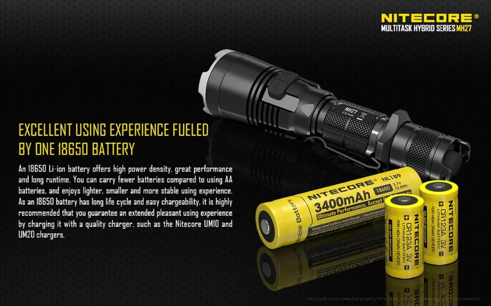 Продажа NITECORE MH27 + 2300 mAh 18650 Батарея Перезаряжаемые фонарик CREE XP-L HI V3 1000LMs RGB светодиодный повышенной яркости факел Бесплатная доставка