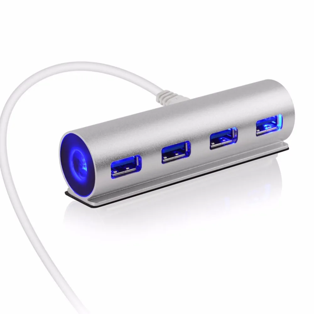 سبائك الألومنيوم المحور combo 4 منافذ usb محول 5 4.8gbps فائقة السرعة usb 3.0 الخائن أدى الضوء الأزرق شحن الطاقة 4 usb واجهة
