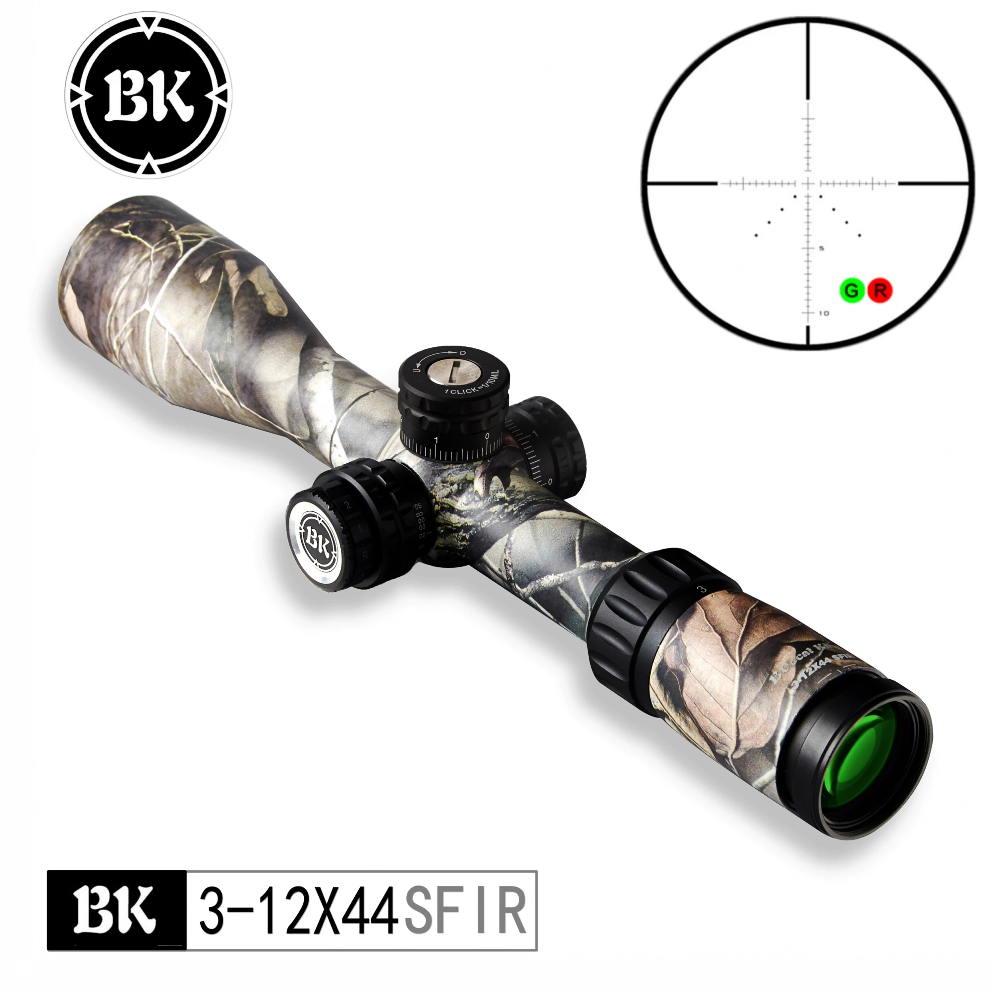Bobcat King Optics BK 3 12X44 SFIR Камуфляжный внешний вид тактический Оптический Прицел