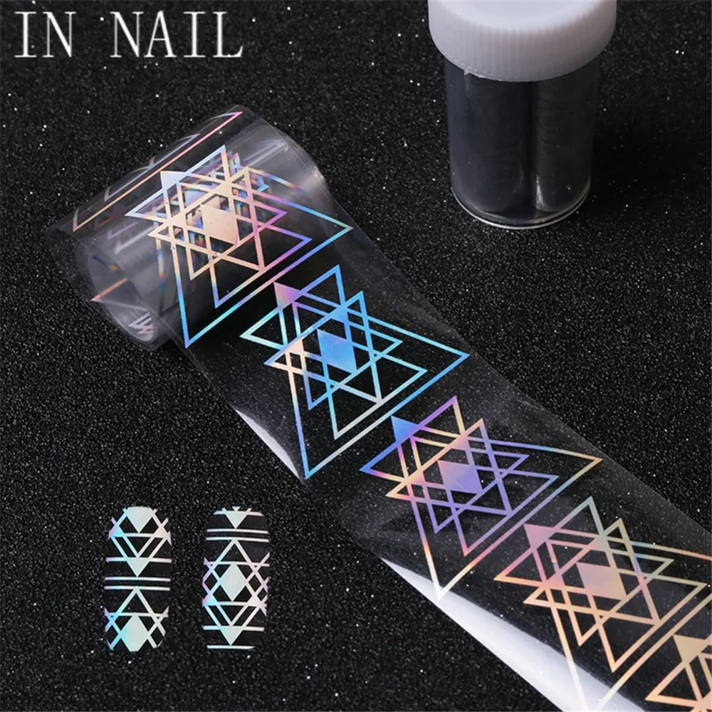 

1 roll 4*100CM Geometry Water Marble Holographic Series Nail Foil Flower Dream Catcher Holo Christmas Transfer Sticker Nail Art