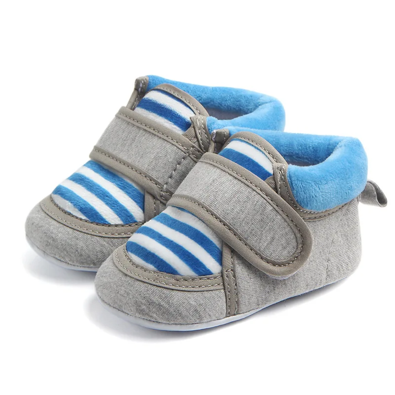 2019 новые осенние мягкие детские ботинки, Нескользящие Первые ходунки, обувь в полоску для новорожденных мальчиков и девочек 0-18 месяцев