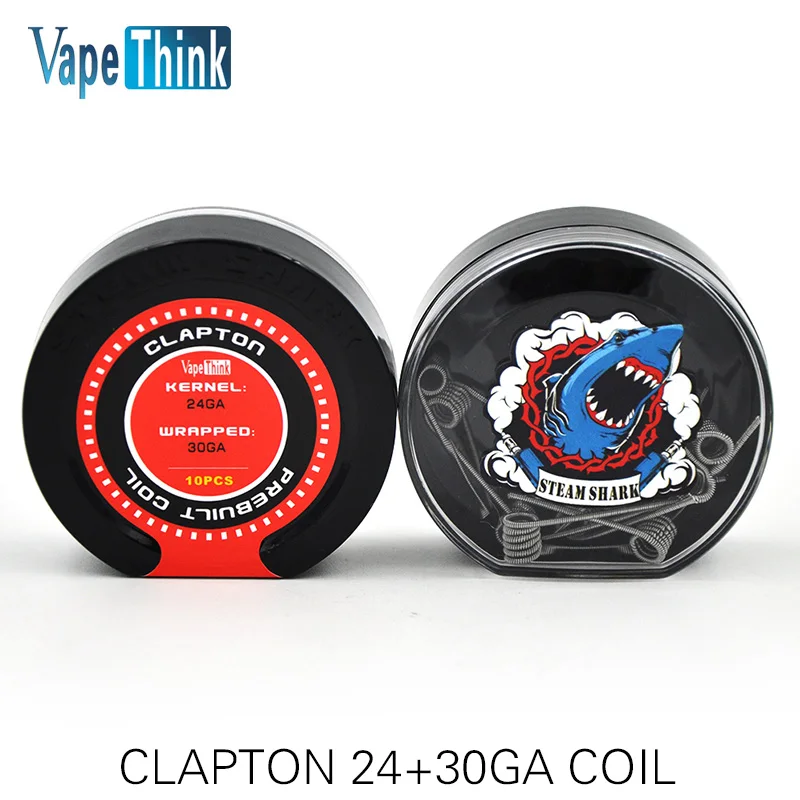 Паровая Акула 10 шт в 1 Prebuild Clapton с сопротивлением 24ga 26ga 30ga 32ga Rda нагревательная проволока для РБА Rda Rta бак 0,4 0,5 0,85 0,8 Ом