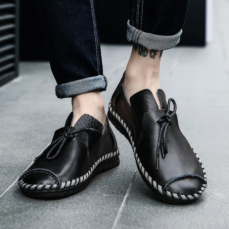 Г., Весенняя деловая Мужская обувь из натуральной кожи Элегантная удобная мужская офисная повседневная обувь на плоской подошве со шнуровкой EU38-50