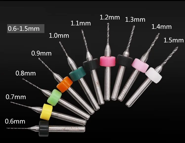 10 шт.-разные размеры, ЧПУ твердосплавные микро PCB сверла, HSS хвостовик, деревообрабатывающий инструмент, Алюминий Пластик Медь сверло - Длина режущей кромки: 0.7mm-1.5mm