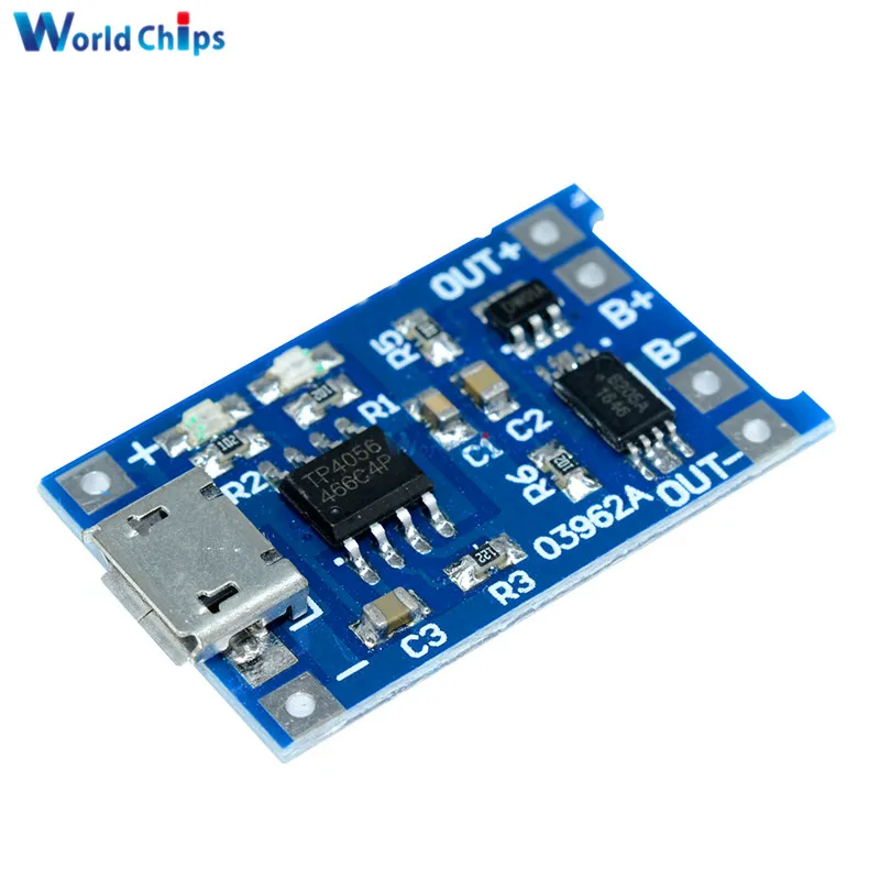 

5PCS TP4056 Micro USB 5V 1A 18650 Lithium Battery Charger Module Charging Board With Dual Functions Led Indicator Power Supply