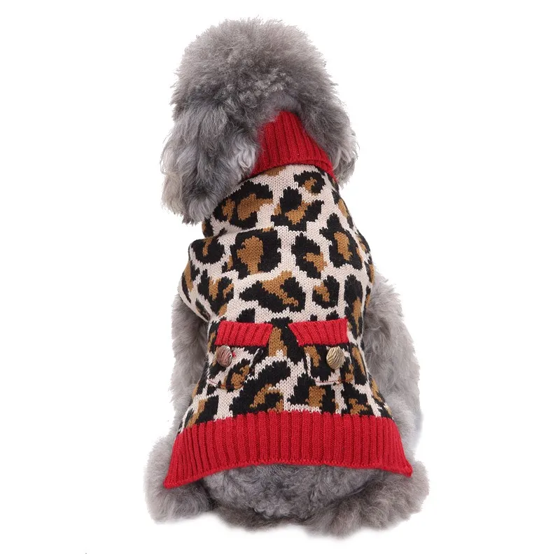

Warm Winter Pet Dog Sequins Leopard Sweater Christmas Dogs Clothes for Christmas Dog clothes chihuahua Teddy Xmas knitting
