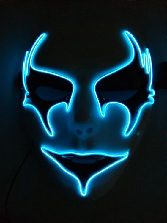 Клоун страшная маска Косплэй Led маска для костюма светодиодный провод для Хэллоуина Пурим карнавальное вечерние события