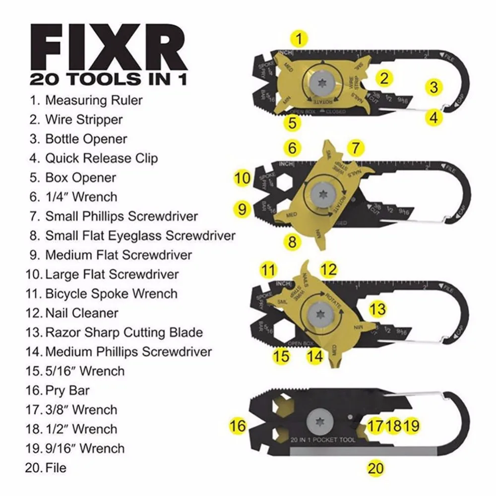 20 в 1 Многофункциональный Ремонт ручных инструментов мини отвертка брелок набор для сотового телефона велосипедный измерительный ключ Pry Bar