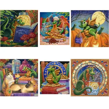 

Cartoon Dragons Drill Resin Mosaic 5D Diy Embroidery Diamond Painting 3D Cross Stitch Kits animal sticker decor Halloween Gift