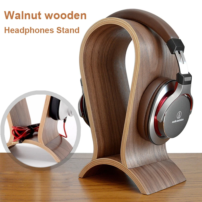 Classic Wooden Headphone Headset Stand Earphone Holder Walnut Hanger Headset Display for Beats JBL for Bose Universal Headset