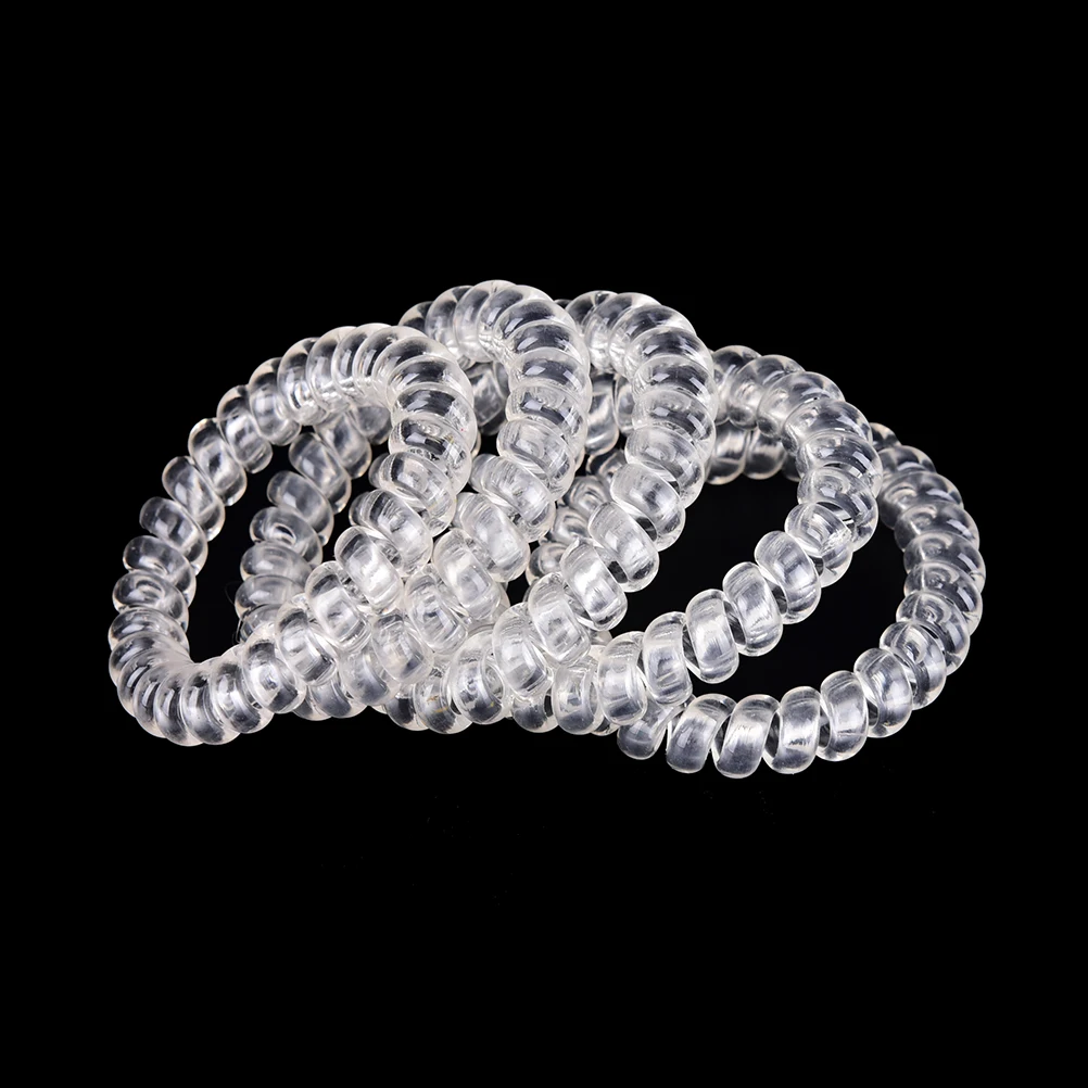 

5Pcs/pack Big Telephone Line Rubber Bands Tie White Clear Gum Elastic Hair Bands Rope Holders Girl's Hair Accessories