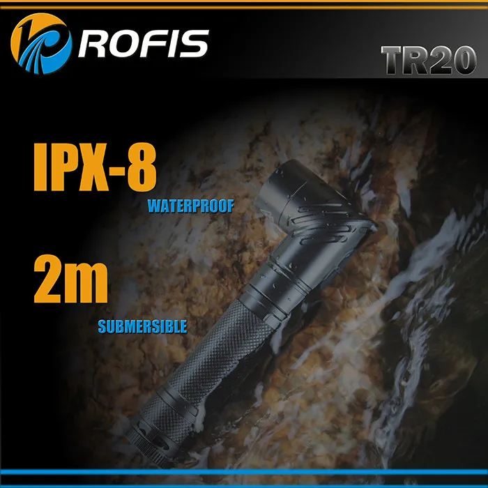 ROFIS TR20 1100LM CREE XP-L HI V3 светодиодный фонарик на голову с регулируемым углом 90 градусов на 18650 батареях