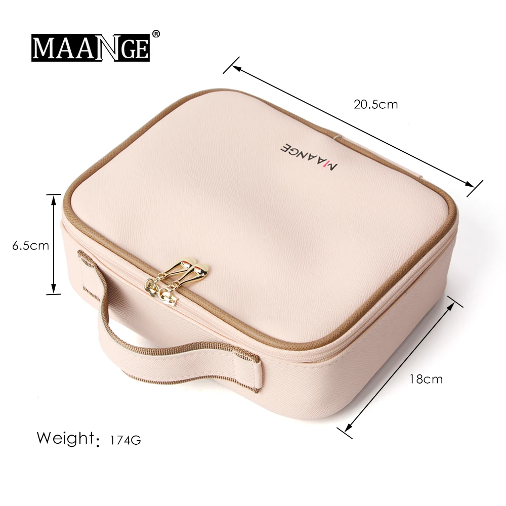 

MAANGE 1 pcs Pink Makeup Bag Portable Travel Cosmetic Bag Organizer Multifunction Case with Gold Zipper Toiletry Bag for Woman