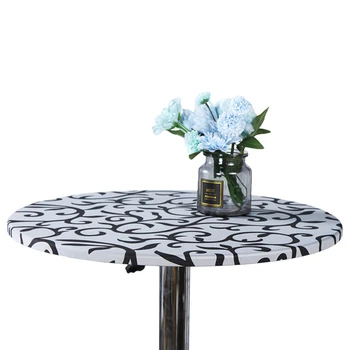 

60cm Tablecloth Protective Dustproof Kitchen Round Fitted Party Desk Cover Printed Dining Room Elastic Home Decor Indoor Outdoor