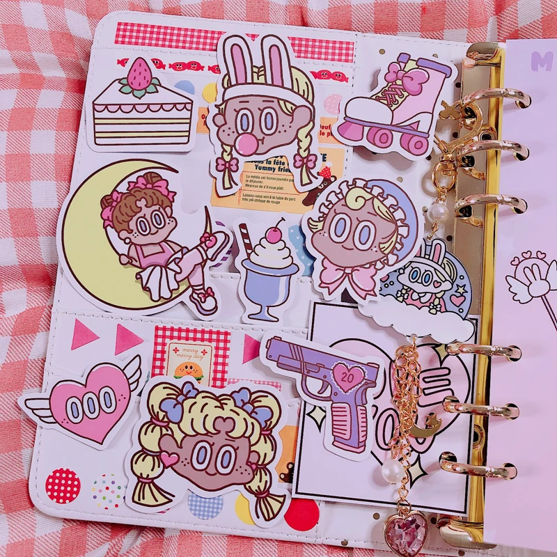 

Korean cartoon lovely Anime little girls colorful kawaii Decorative Stickers DIY Scrapbooking photo Label Diary Stickers Escolar