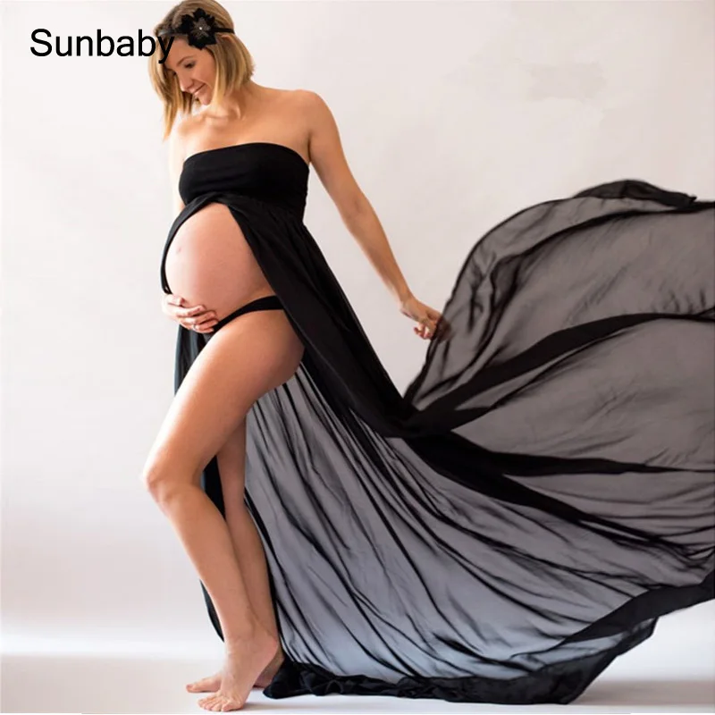 SUNbaby платья для беременных для фотосессии марлевые платья для фотографирования беременных Q0503 - Цвет: Черный