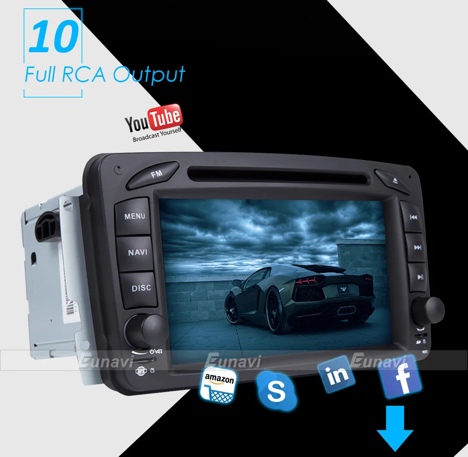 Top Eunavi 7" 2 Din Android 8.0 Car DVD Radio multimedia Player GPS Navi For Benz C-Class W203 W209 G-Class W463 A Class W168 Vito 16