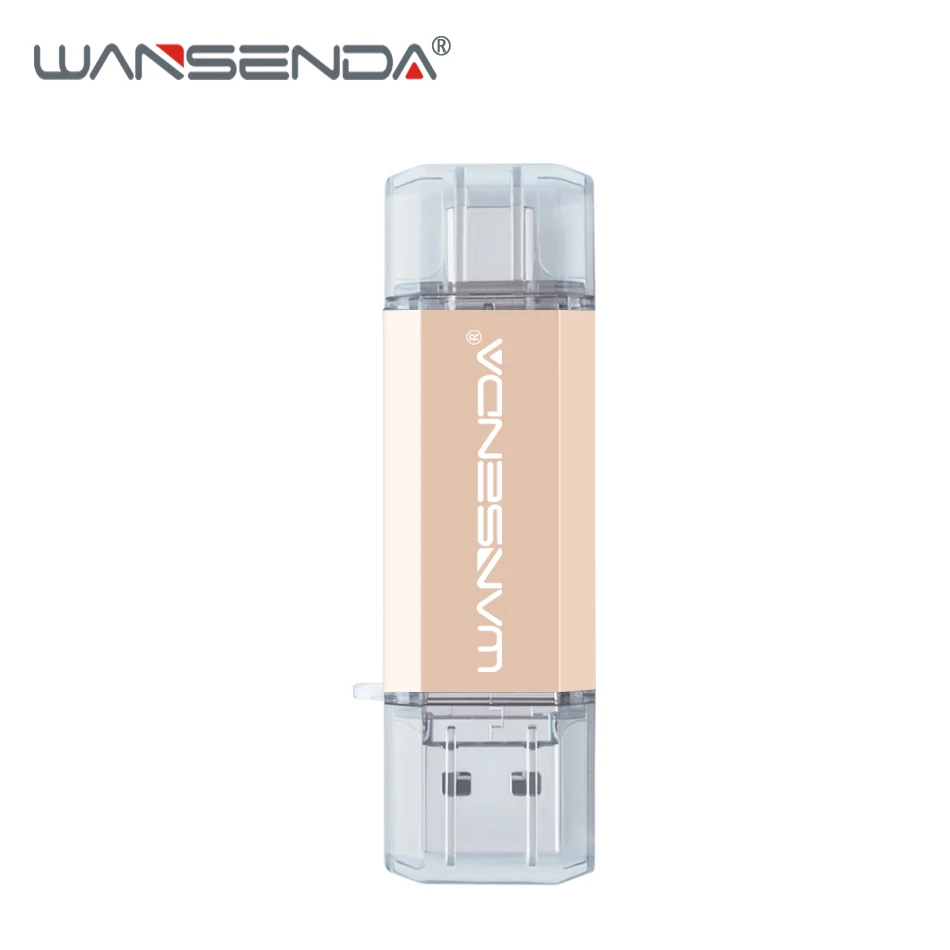 WANSENDA 3 в 1 OTG USB флеш-накопитель USB3.0& Type-C& Micro USB stick 3,0 флеш-накопитель 32 Гб 64 Гб 128 ГБ 256 ГБ флеш-накопитель - Цвет: Золотой